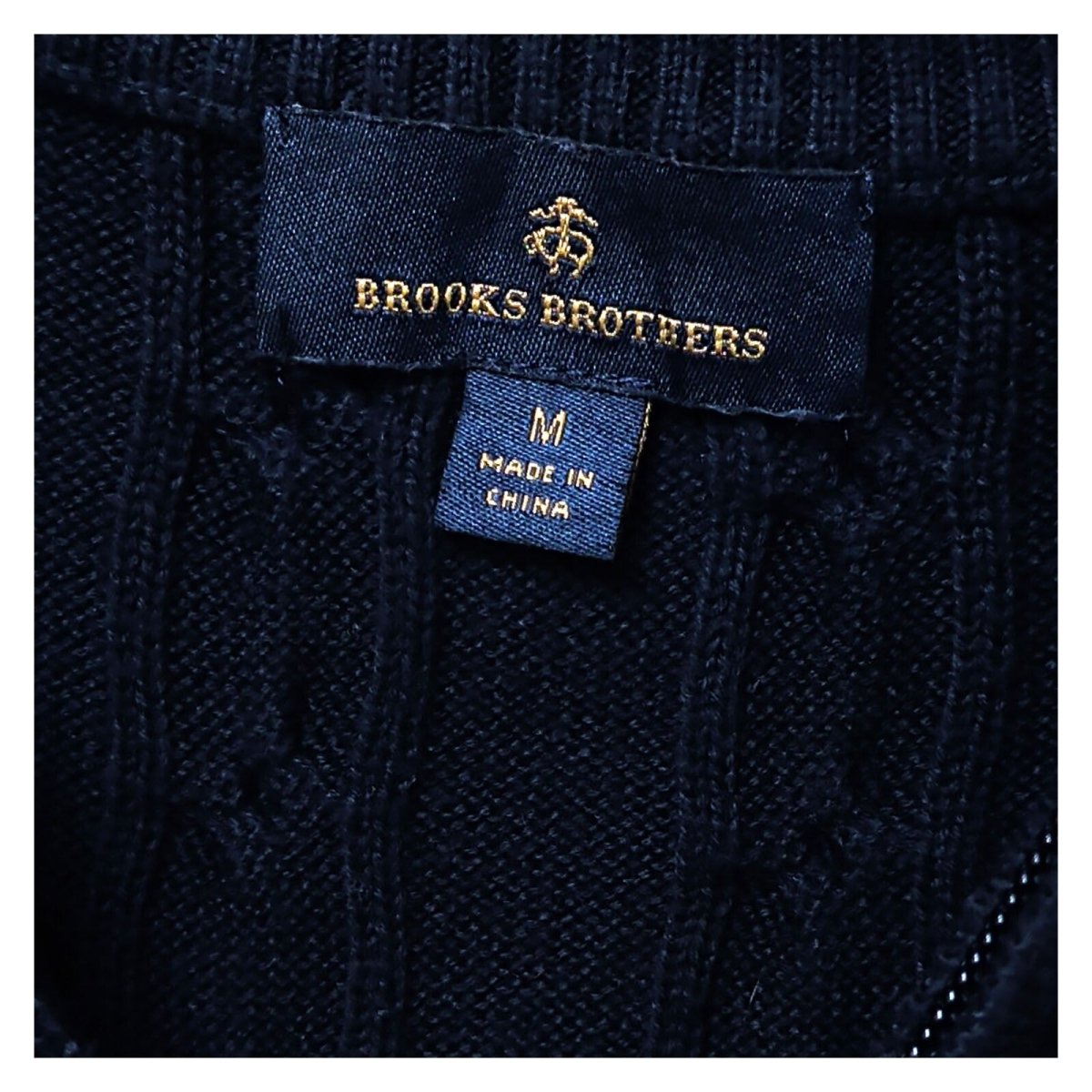 Brooks Brothers Men's Jumper M Navy Cable Knit Embroidered Cotton – product photo 7 | RewearableUK