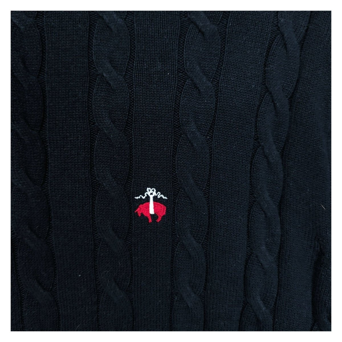 Brooks Brothers Men's Jumper M Navy Cable Knit Embroidered Cotton – product photo 6 | RewearableUK