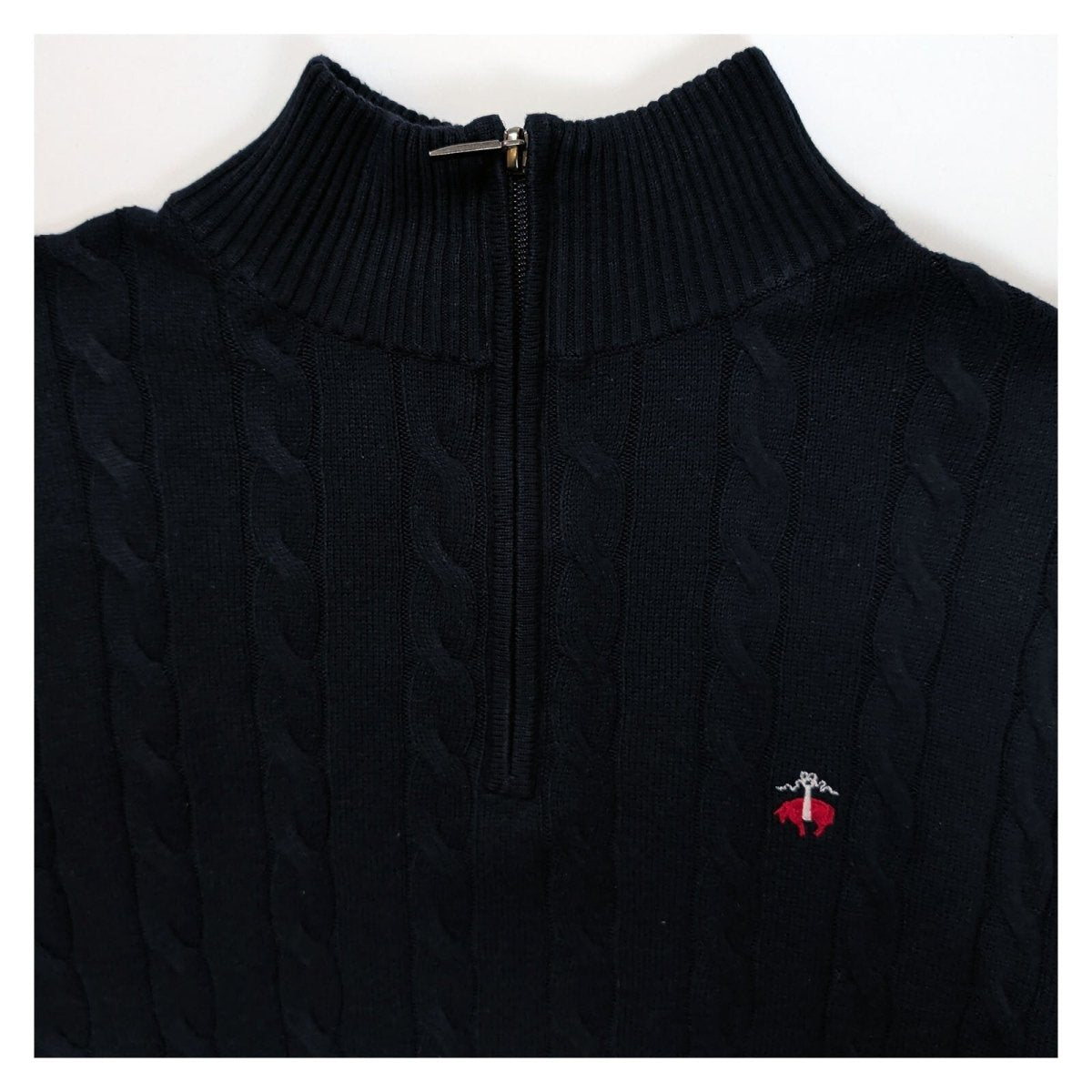 Brooks Brothers Men's Jumper M Navy Cable Knit Embroidered Cotton – product photo 4 | RewearableUK