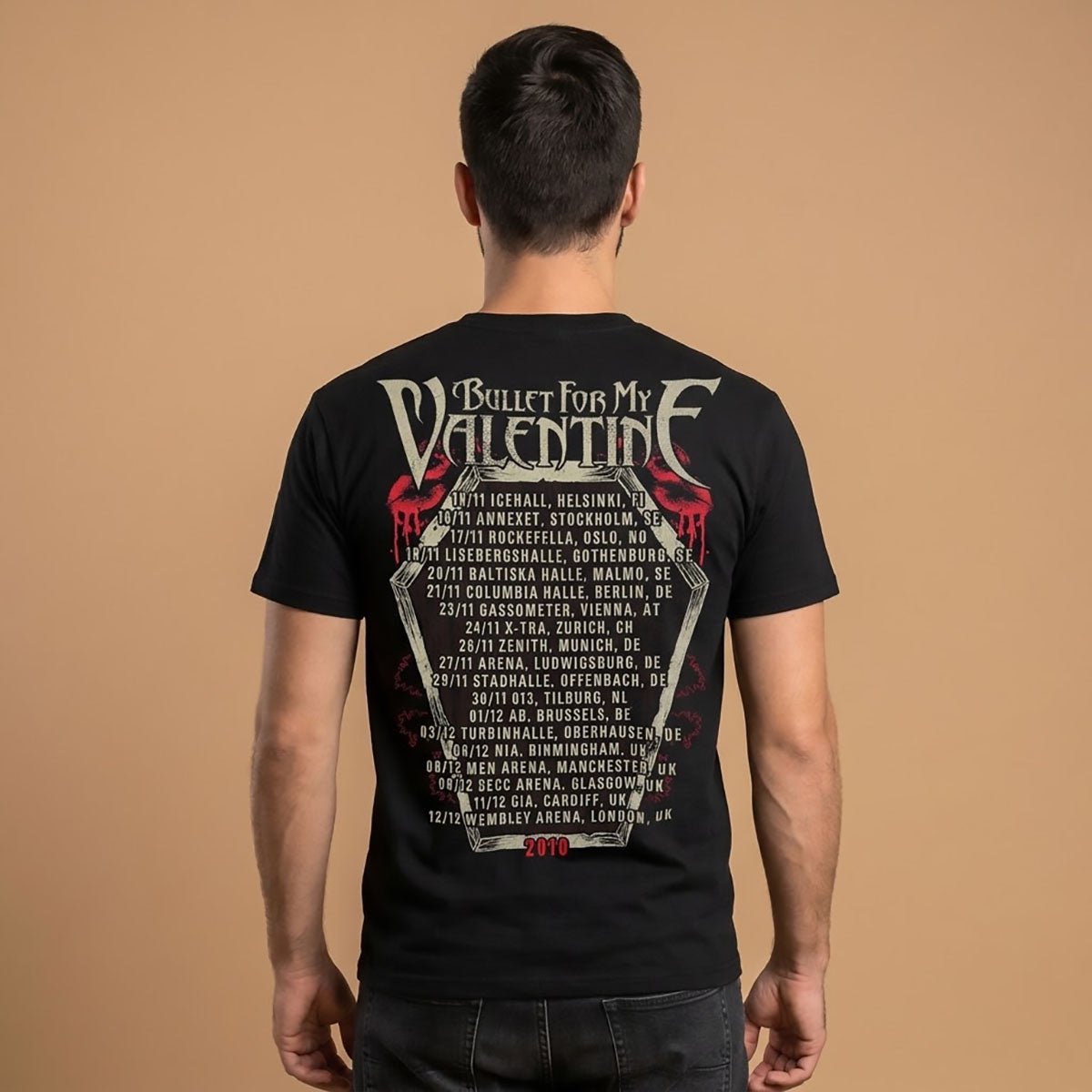 Bullet For My Valentine 2010 Tour T-Shirt M Black Fruit of the Loom – Music T-Shirt product photo 2 | RewearableUK