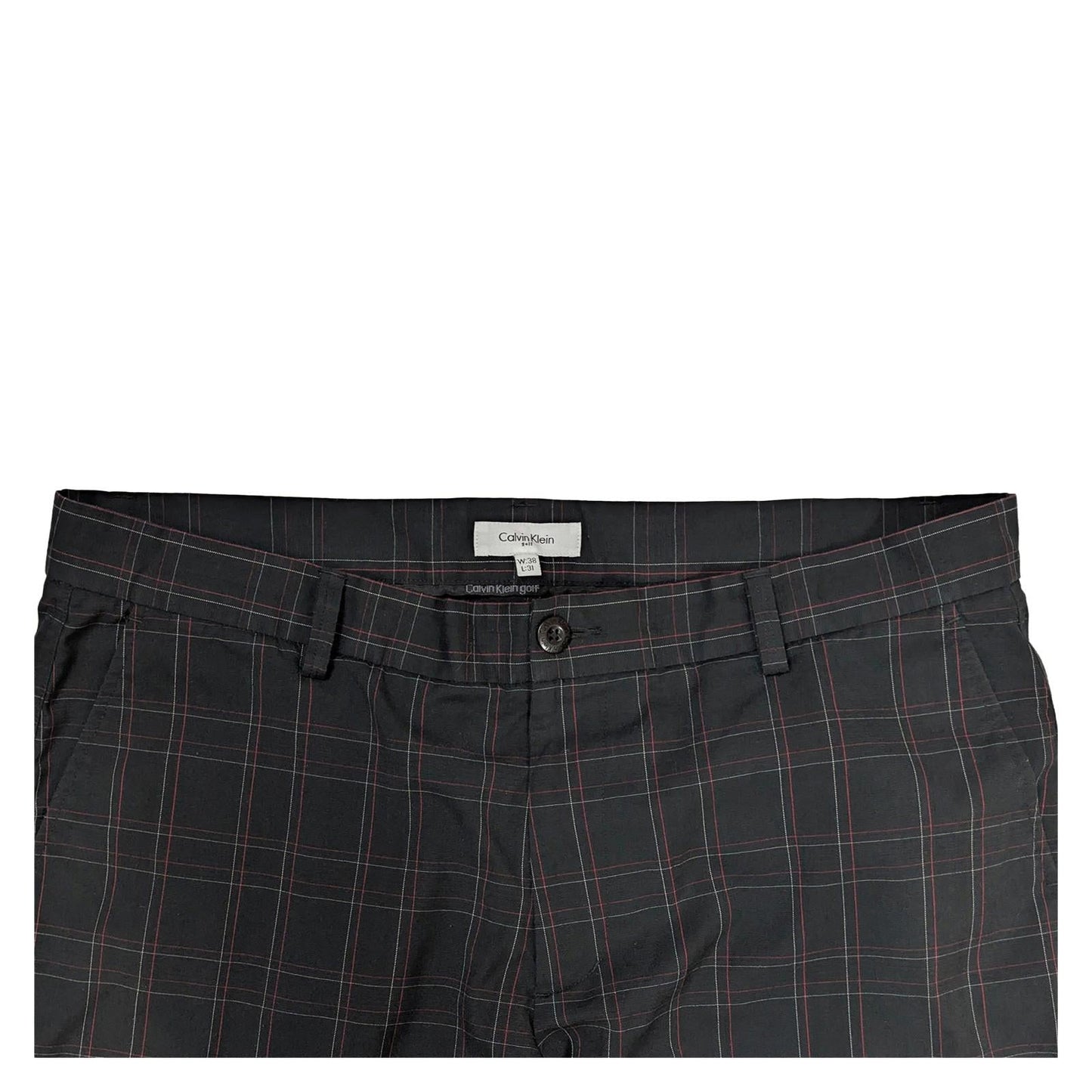 calvin klein golf mens trousers w 38 l 31 black plaid check stretch pants by Calvin Klein – | RewearableUK
