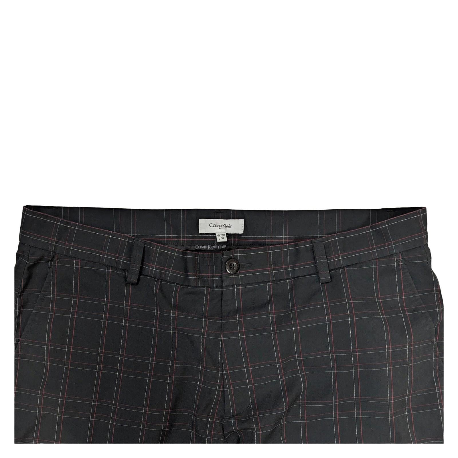 calvin klein golf mens trousers w 38 l 31 black plaid check stretch pants by Calvin Klein – | RewearableUK