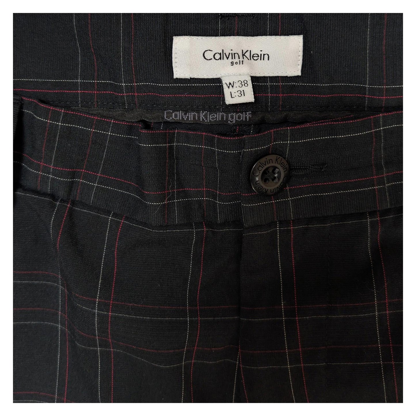 calvin klein golf mens trousers w 38 l 31 black plaid check stretch pants by Calvin Klein – | RewearableUK