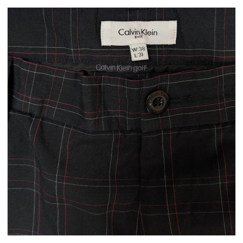 calvin klein golf mens trousers w 38 l 31 black plaid check stretch pants by Calvin Klein – | RewearableUK