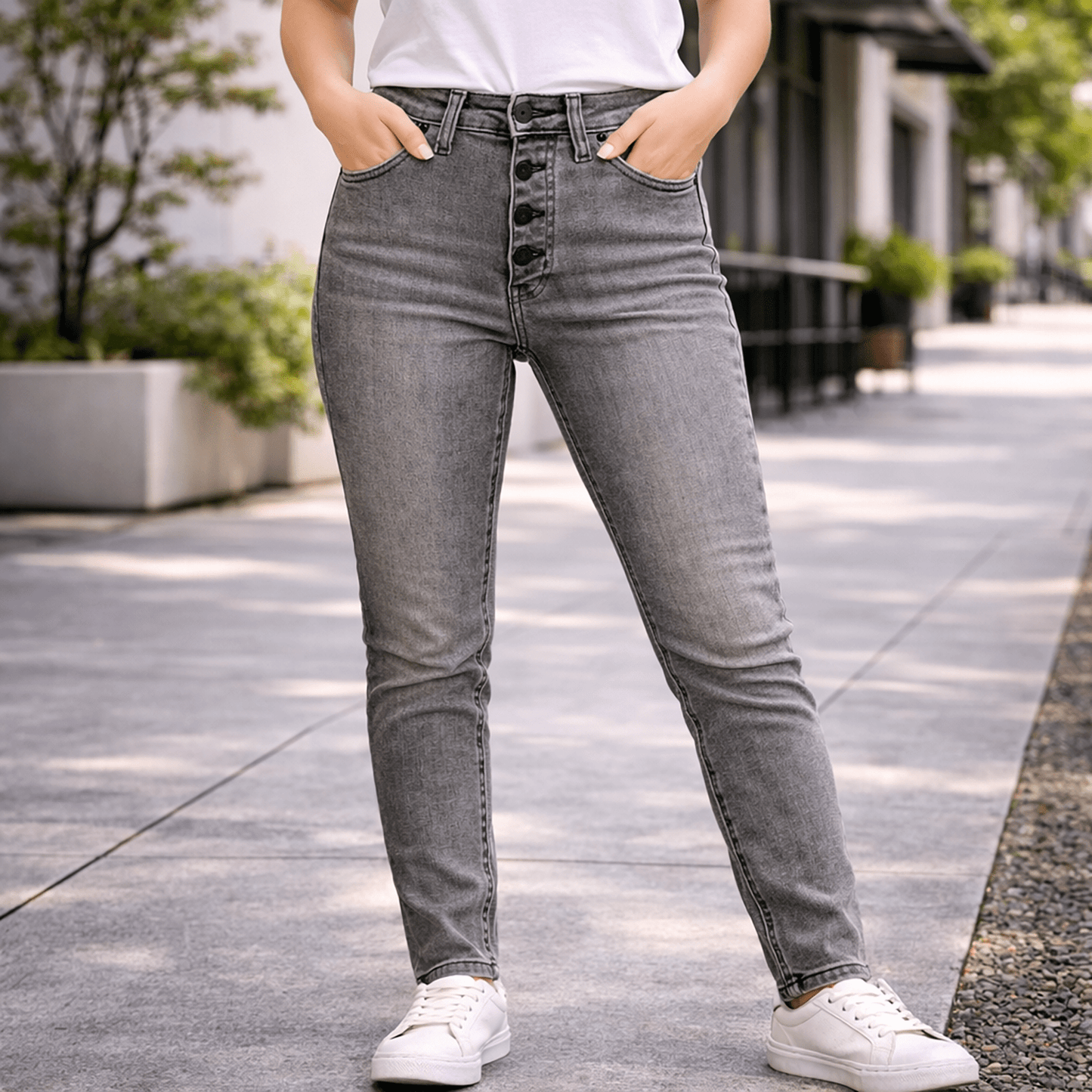 Calvin Klein Grey High Rise Skinny Jeans Womens W26 by Calvin Klein – JEANS | RewearableUK