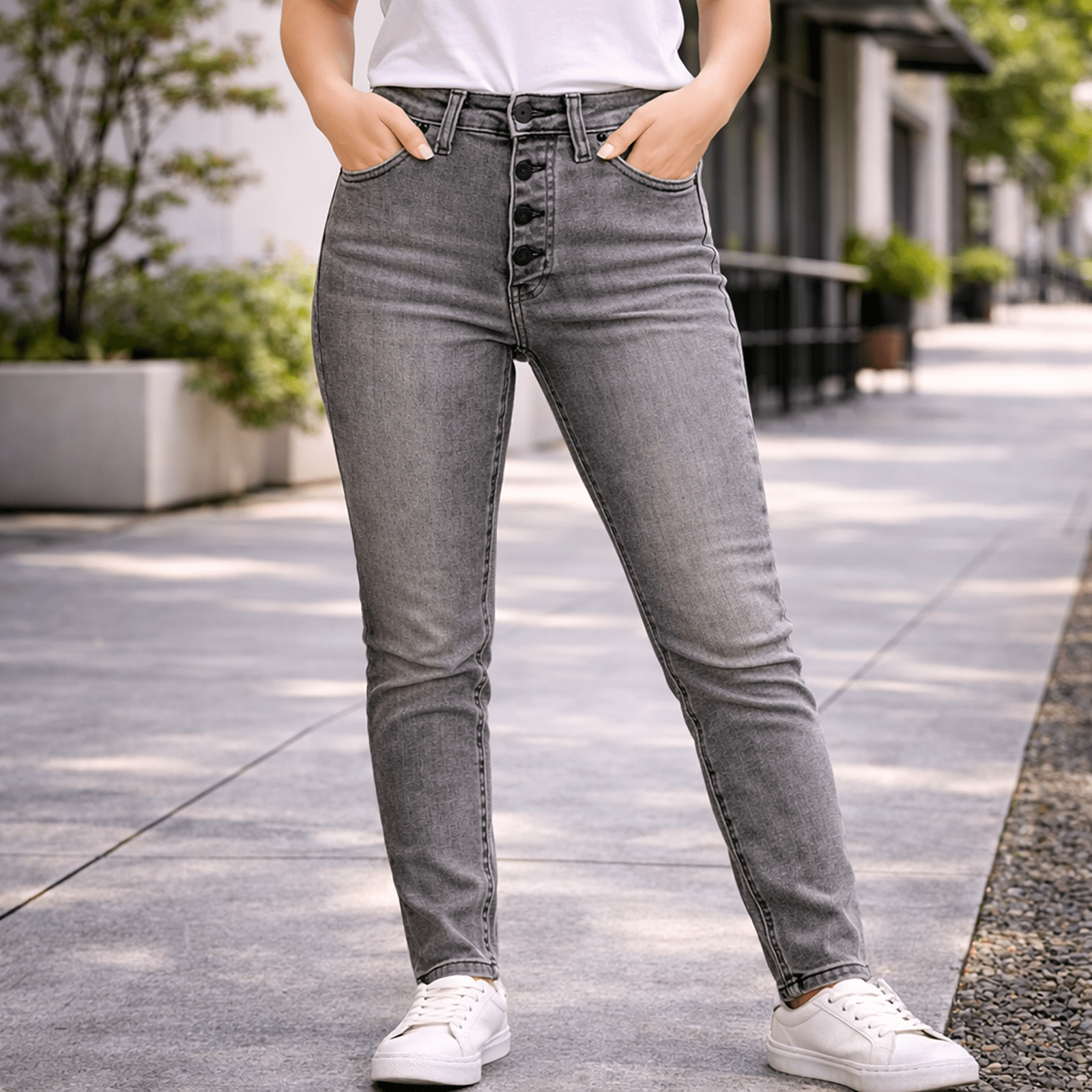 Calvin Klein Grey High Rise Skinny Jeans Womens W26 by Calvin Klein – JEANS | RewearableUK