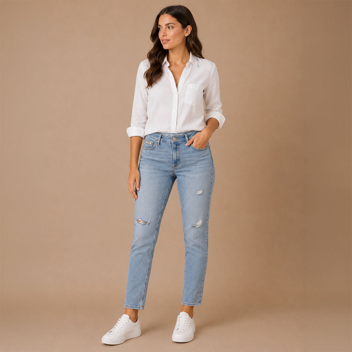 Calvin Klein Jeans Ankle Skinny Jeans W32 Light Blue Distressed Denim – JEANS product photo 1 | RewearableUK