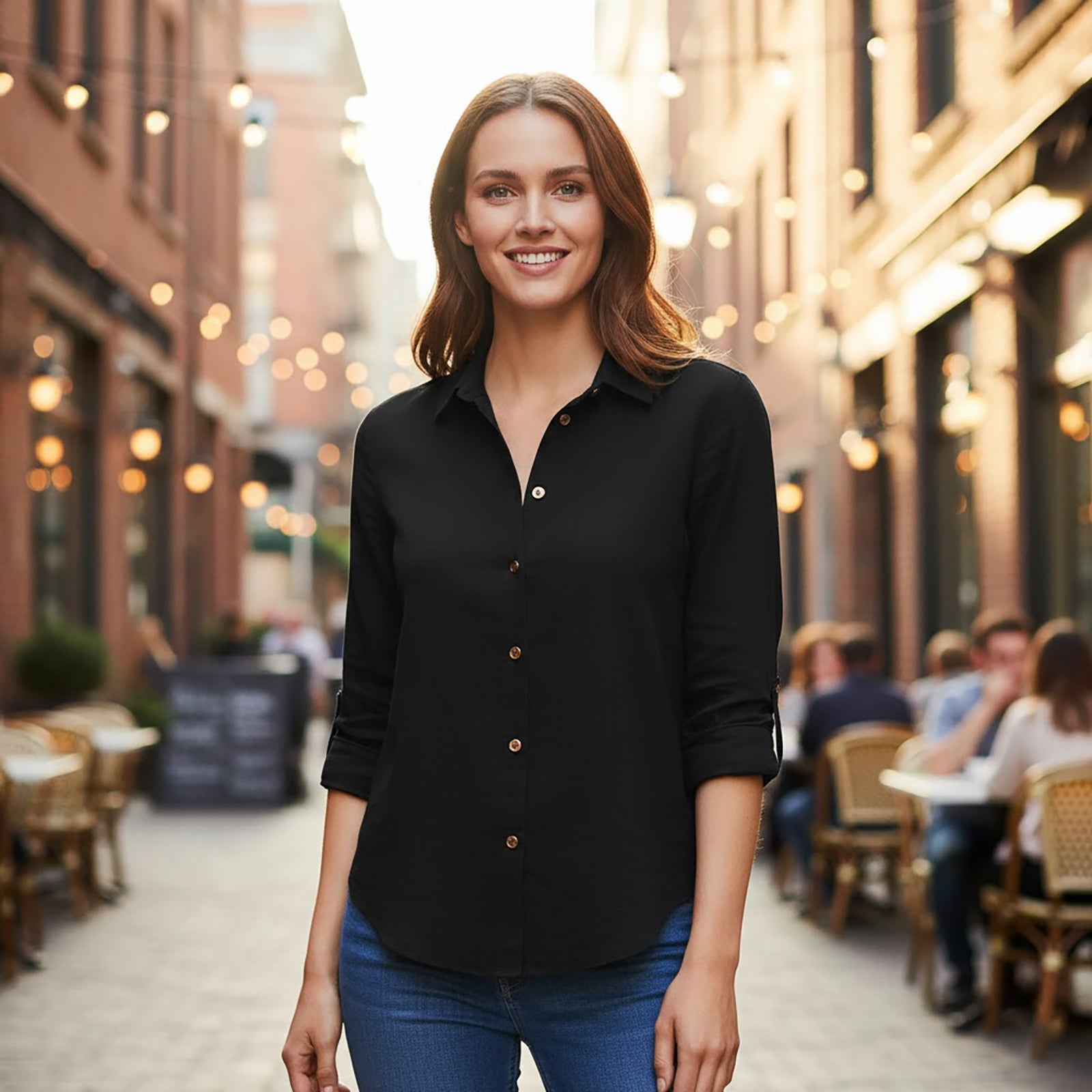 Calvin Klein Jeans Button Up Shirt Black | Women's XS by Calvin Klein – blouse | RewearableUK