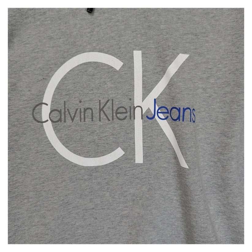 Calvin Klein Jeans CK Logo Grey Marl Pullover Hoodie Sweatshirt Size L – product photo 3 | RewearableUK