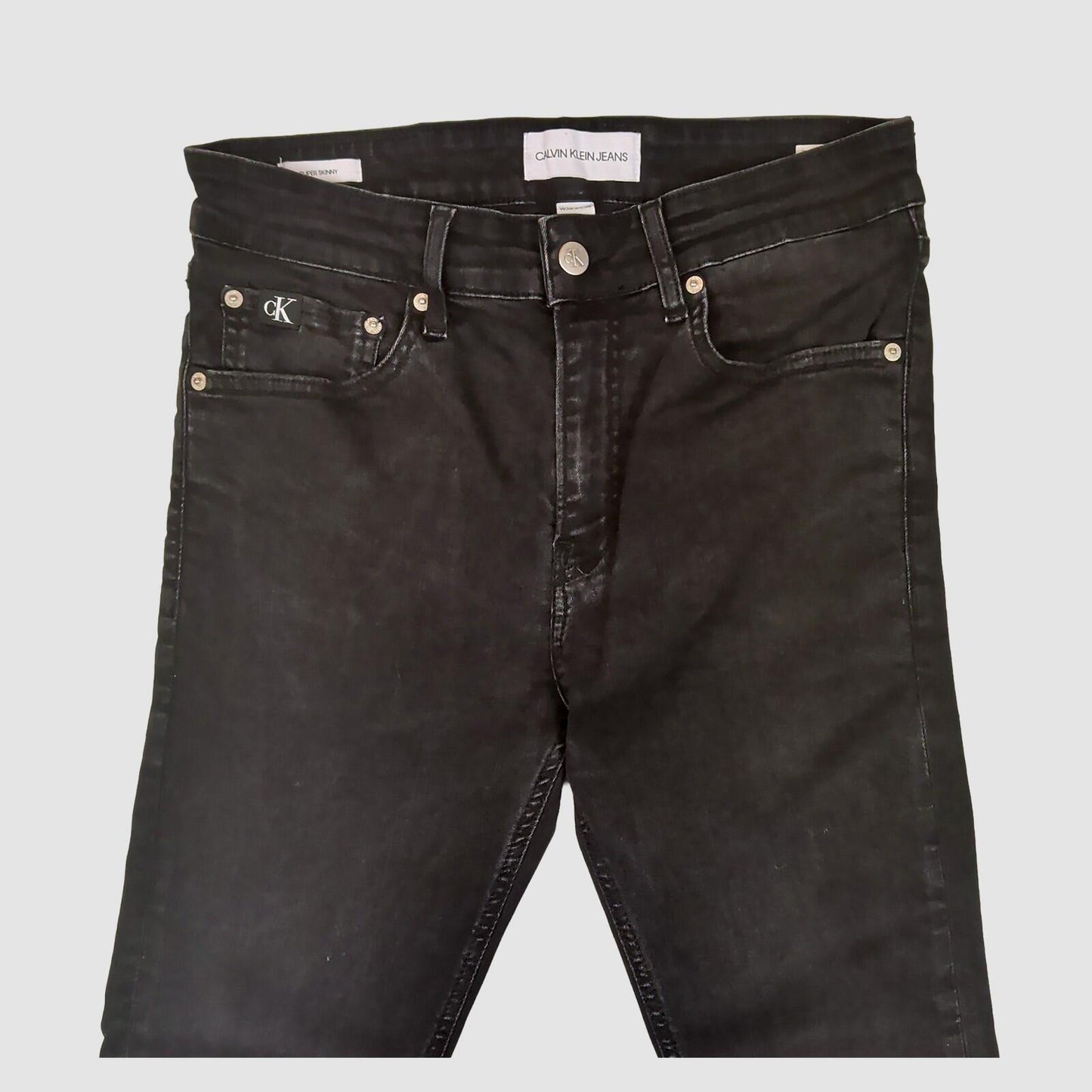 calvin klein jeans mens black super skinny stretch jeans w30 l30 by Calvin Klein – JEANS | RewearableUK
