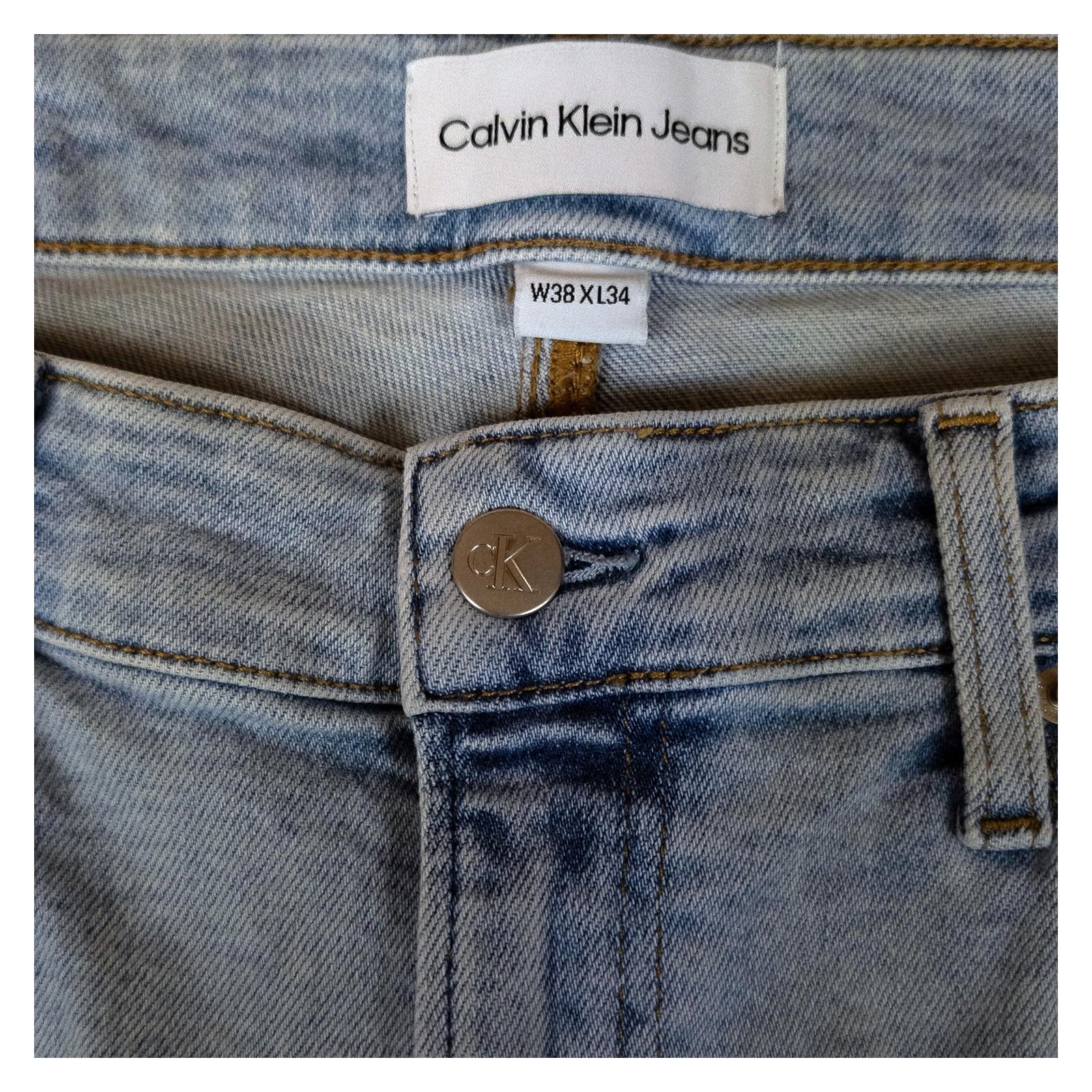 Calvin Klein Jeans Men's W38 L34 Light Blue Ripped Skinny Slim Stretch Denim by Calvin Klein – | RewearableUK