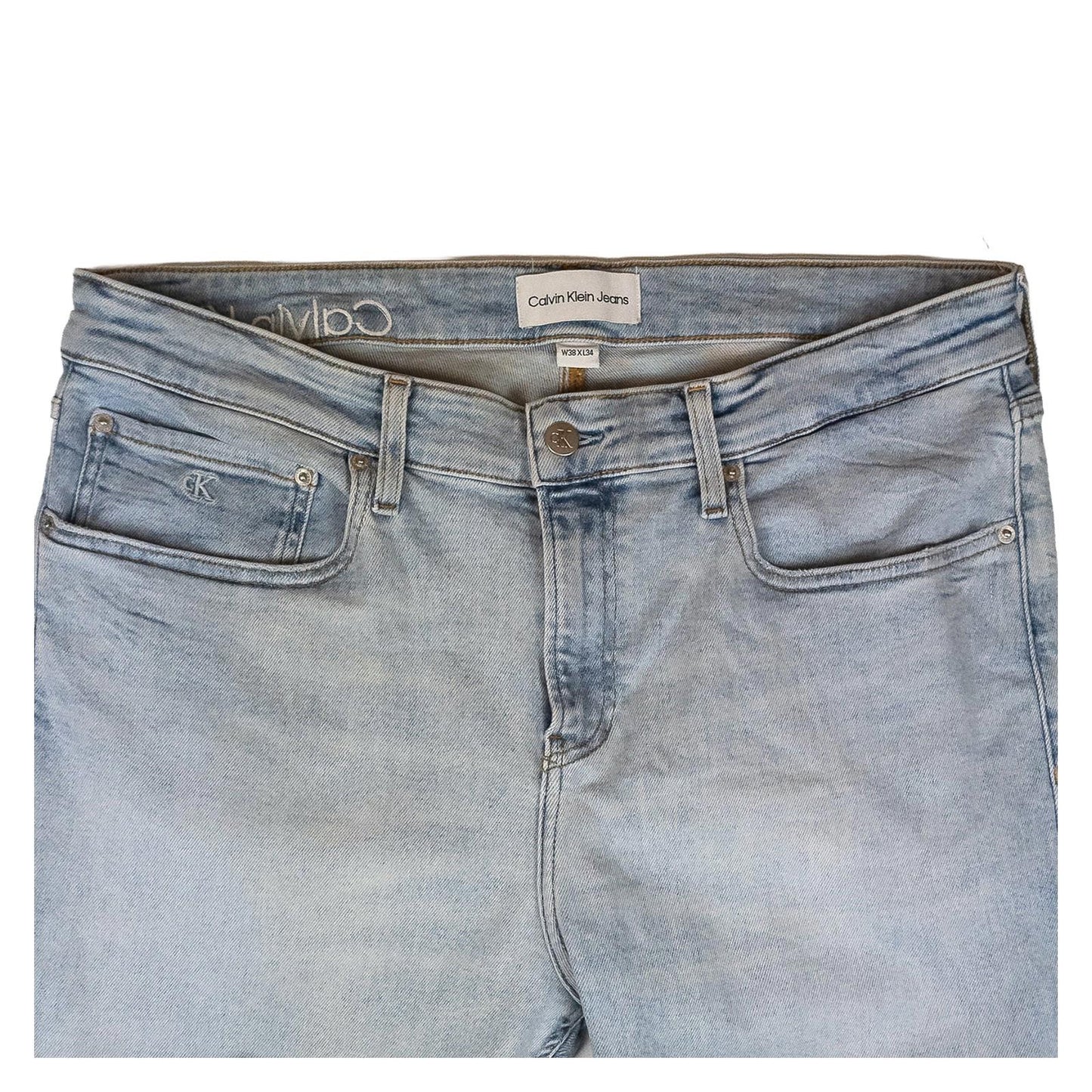 Calvin Klein Jeans Men's W38 L34 Light Blue Ripped Skinny Slim Stretch Denim by Calvin Klein – | RewearableUK