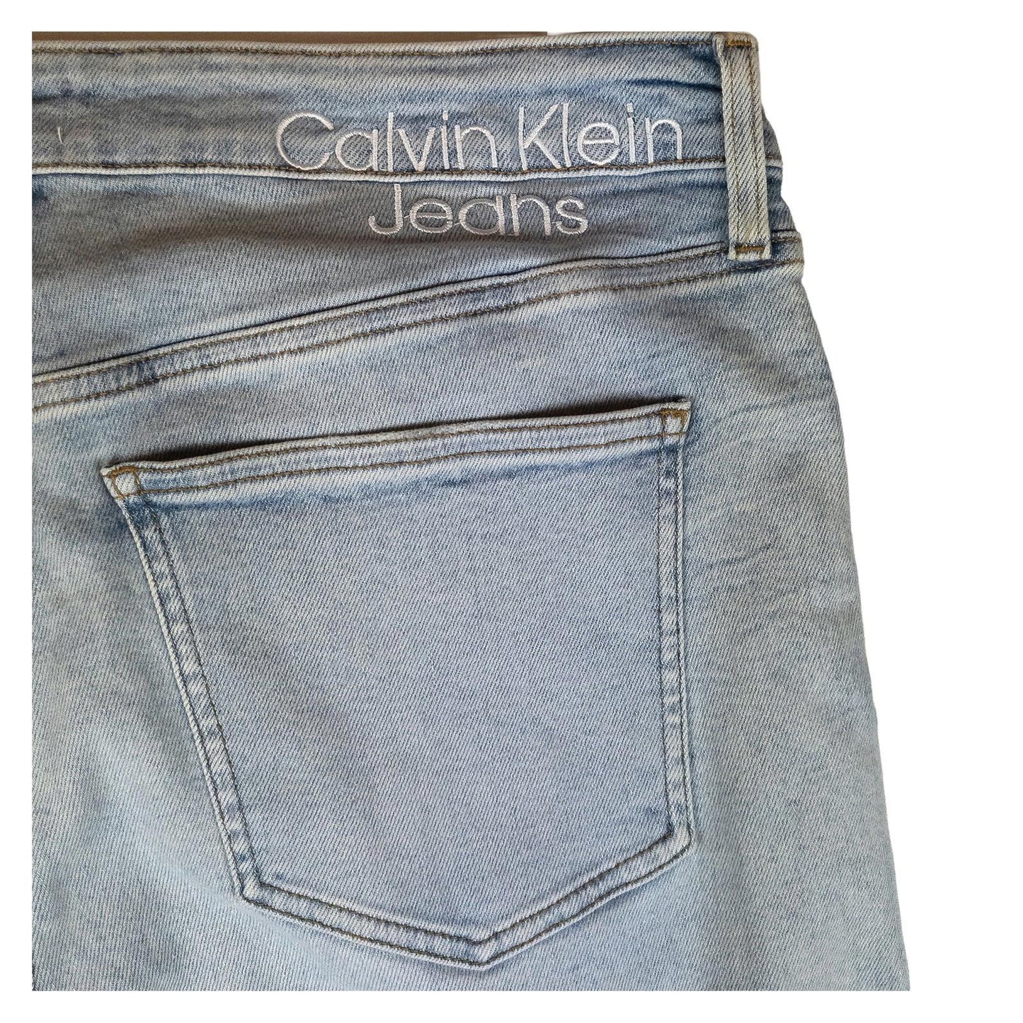 Calvin Klein Jeans Men's W38 L34 Light Blue Ripped Skinny Slim Stretch Denim by Calvin Klein – | RewearableUK