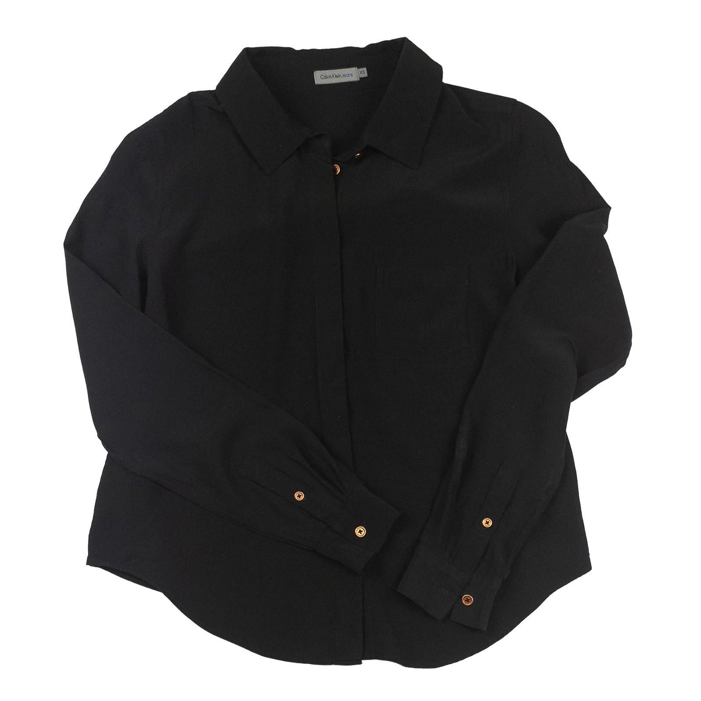 Calvin Klein Jeans Shirt Blouse Size XS Black Button Up Long Sleeve Pocket by Calvin Klein – | RewearableUK