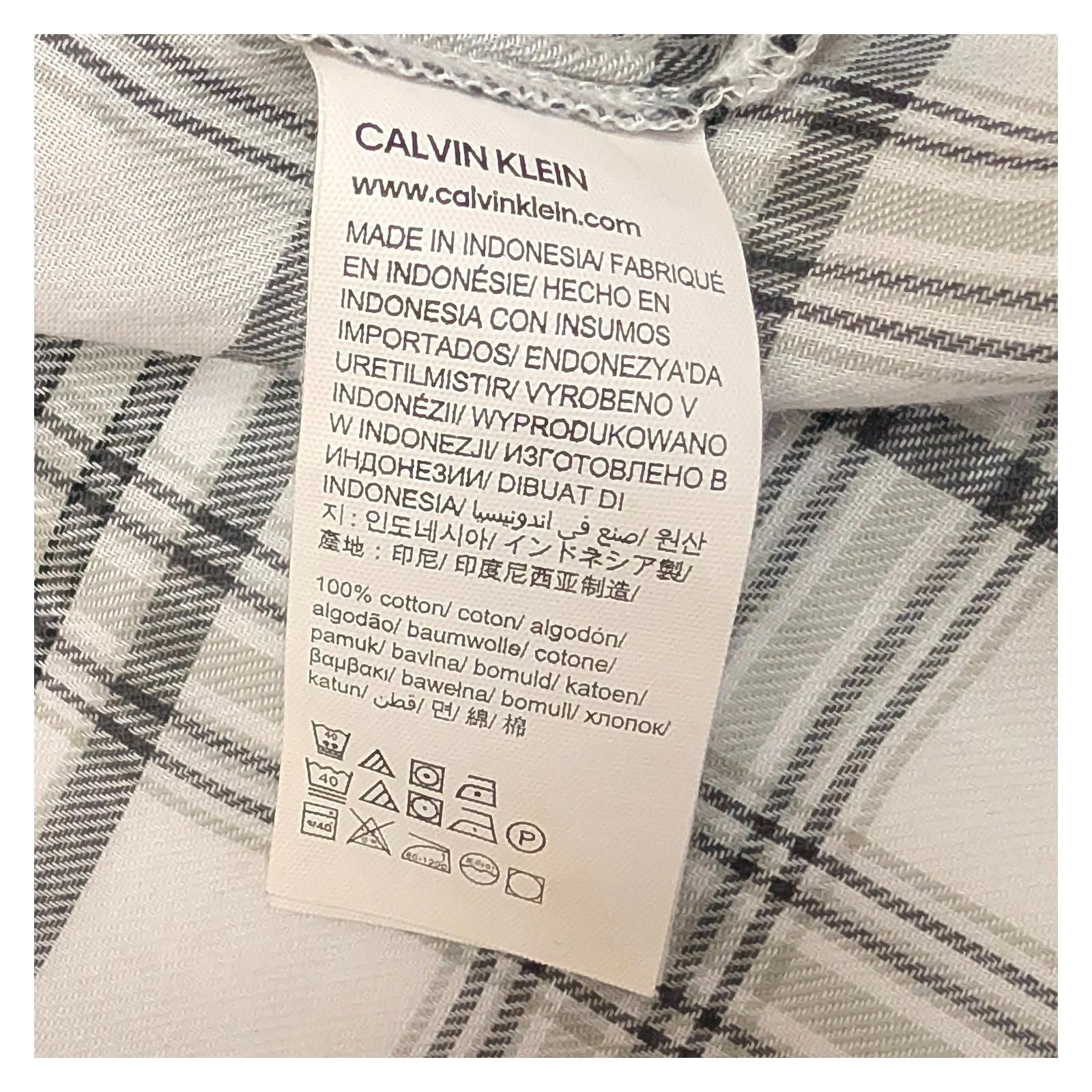 Calvin Klein Jeans Shirt Size L White Black Check Plaid V - Neck Cotton Long Sleev by Calvin Klein – | RewearableUK