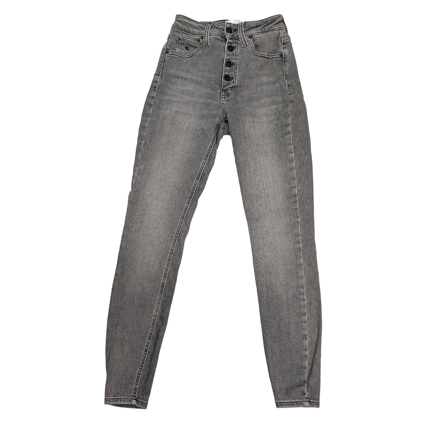 calvin klein jeans size w26 womens grey high rise skinny exposed button fly by Calvin Klein – | RewearableUK