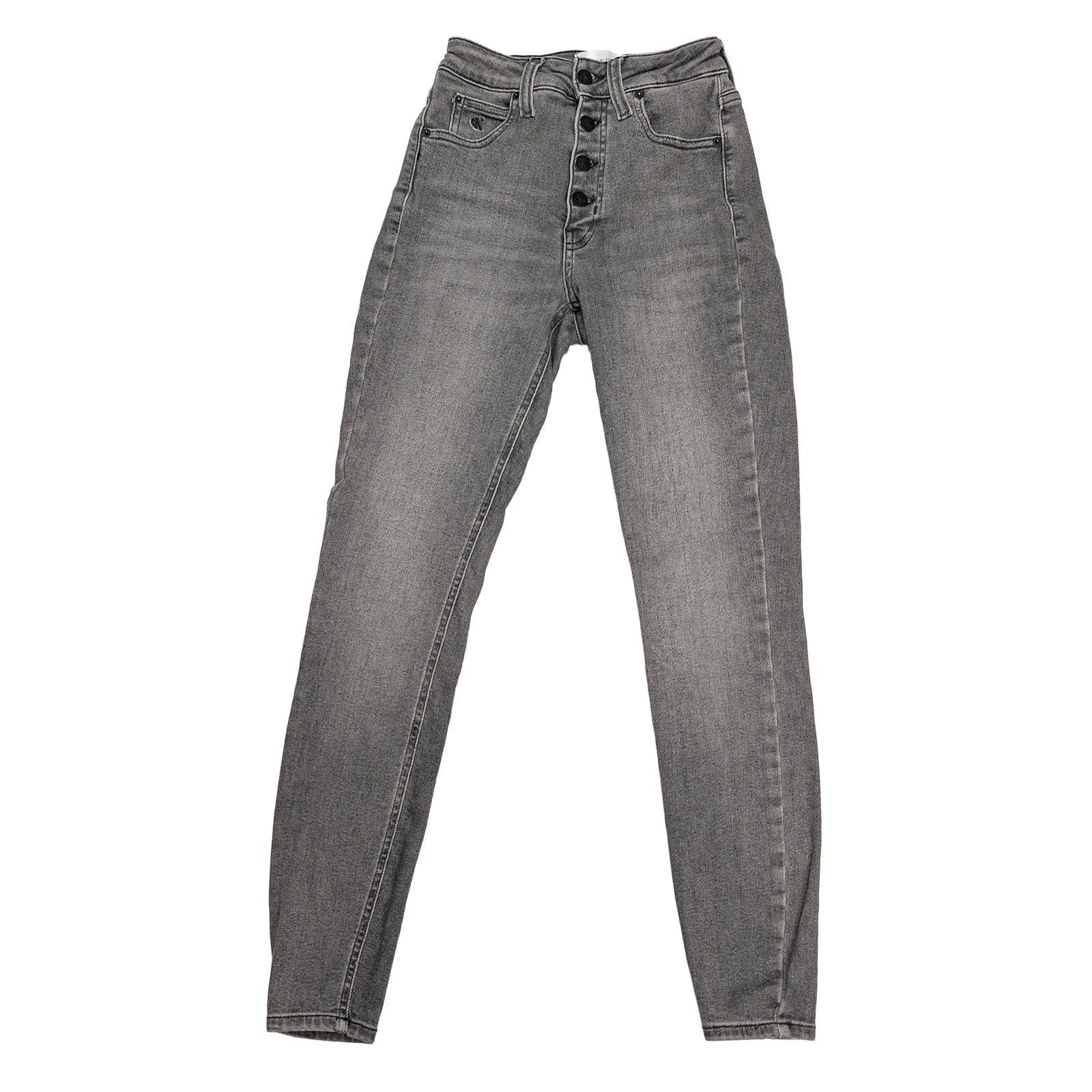 calvin klein jeans size w26 womens grey high rise skinny exposed button fly by Calvin Klein – | RewearableUK