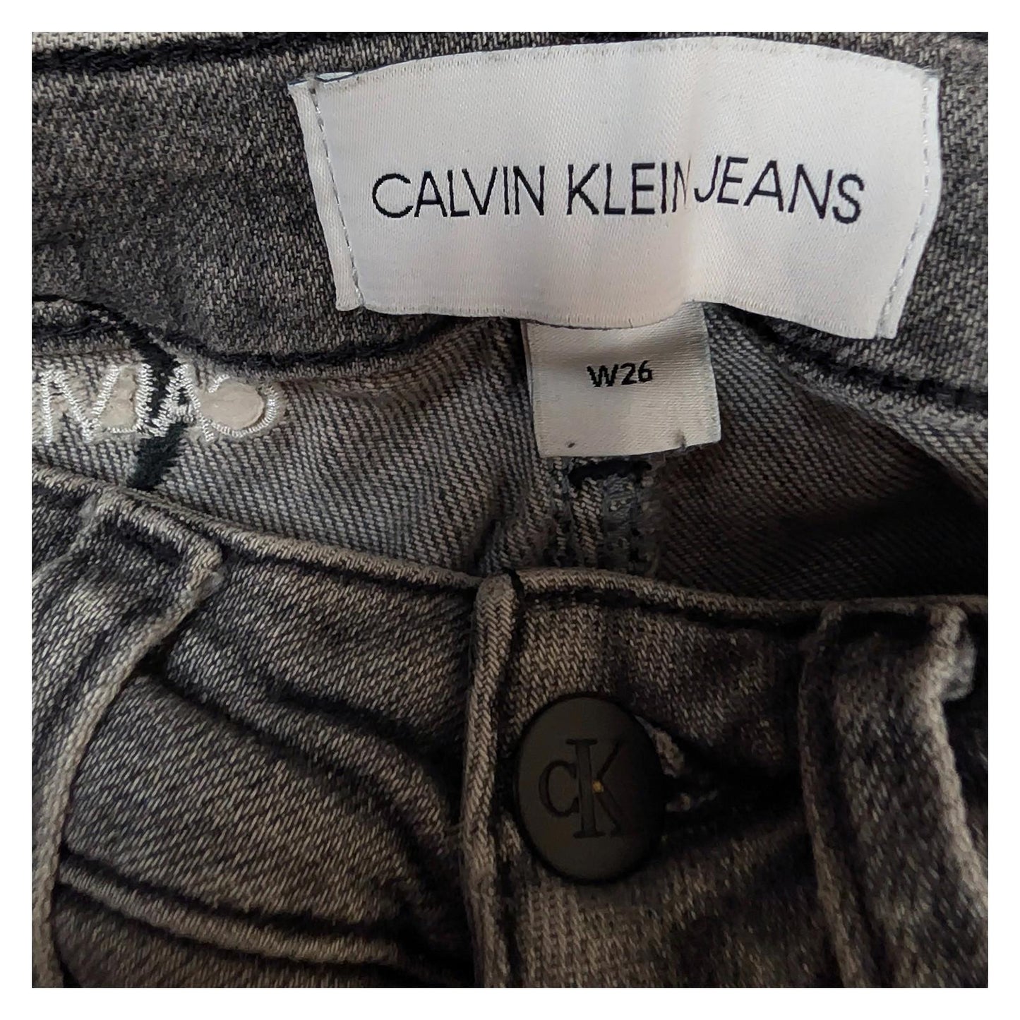 calvin klein jeans size w26 womens grey high rise skinny exposed button fly by Calvin Klein – | RewearableUK
