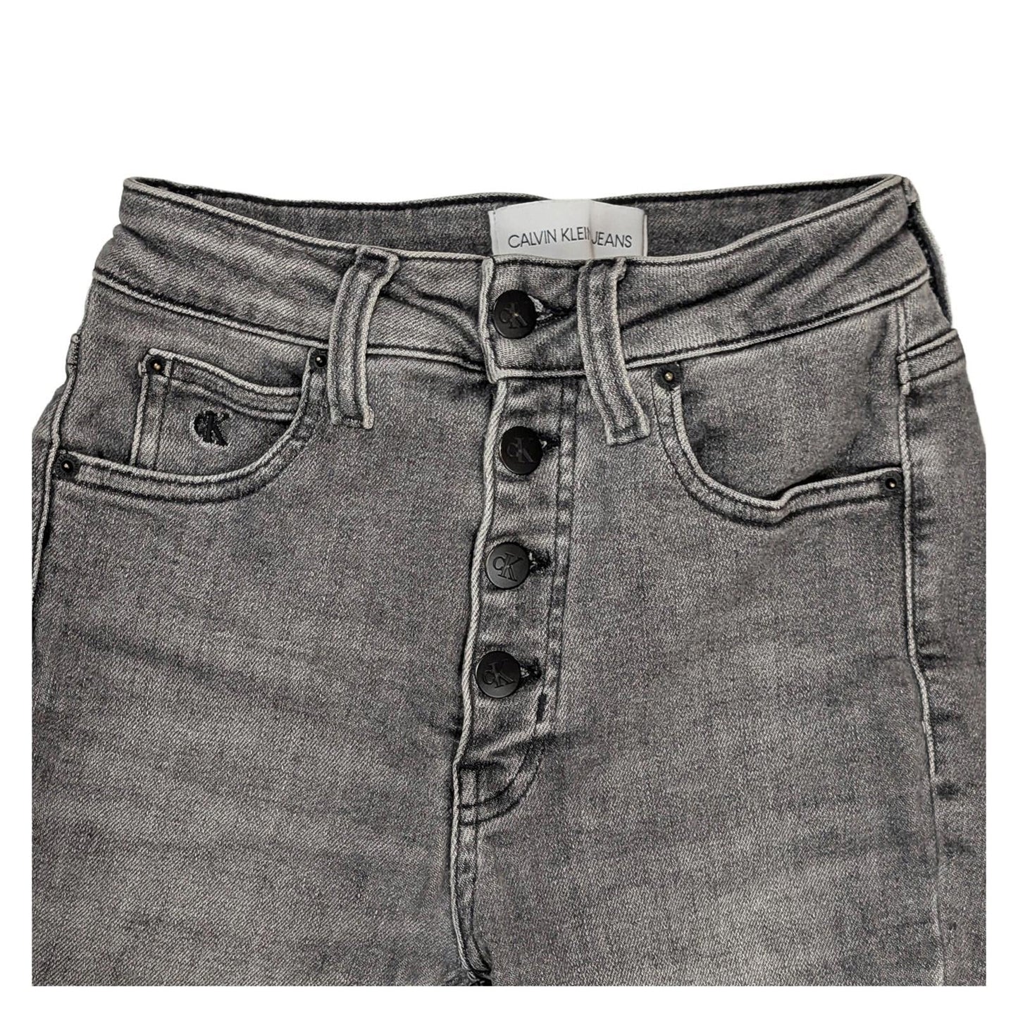 calvin klein jeans size w26 womens grey high rise skinny exposed button fly by Calvin Klein – | RewearableUK