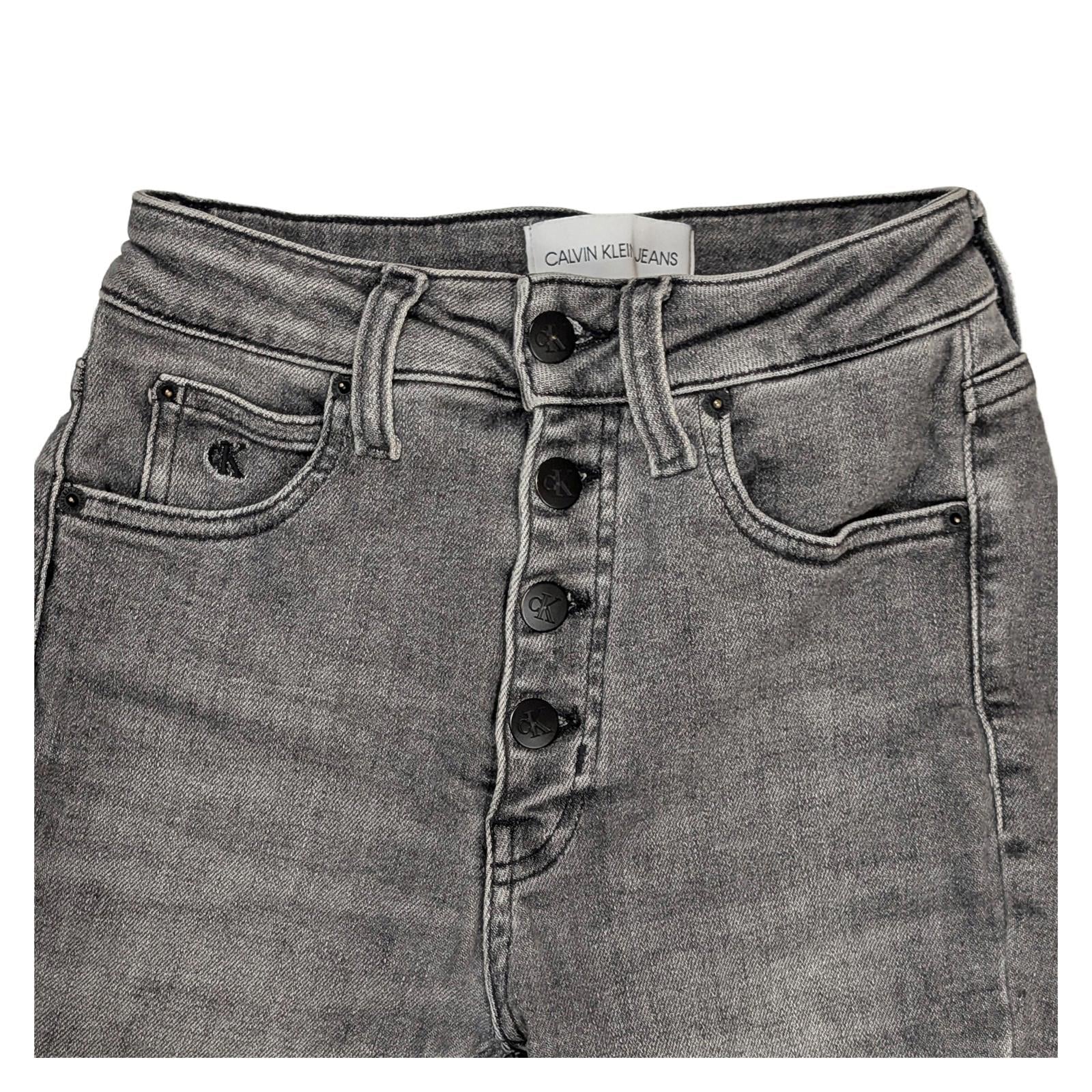 calvin klein jeans size w26 womens grey high rise skinny exposed button fly by Calvin Klein – | RewearableUK