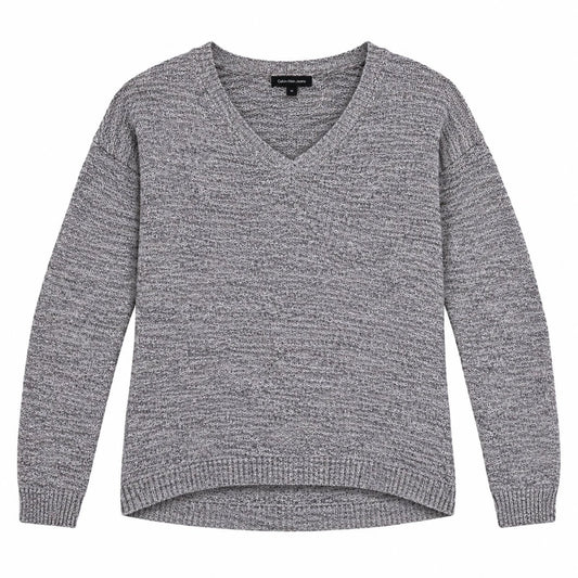 Calvin Klein Jeans Women's Grey V-Neck Jumper M - product photo 1
