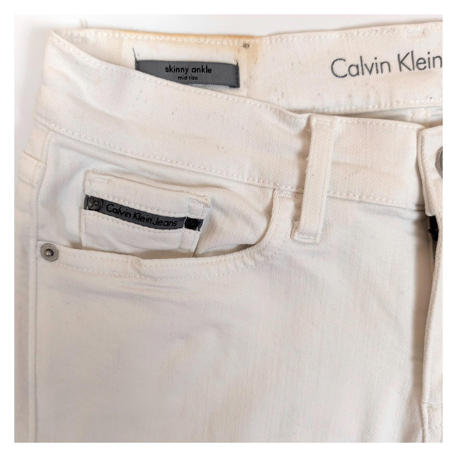 calvin klein jeans women size w26 l30 white skinny ankle mid rise trousers by Calvin Klein – | RewearableUK