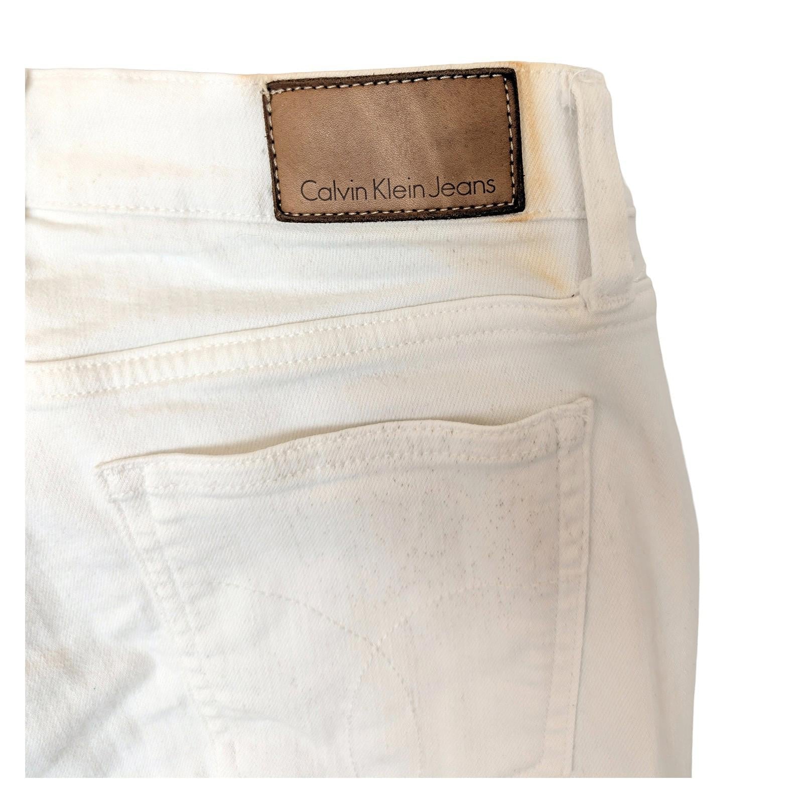 calvin klein jeans women size w26 l30 white skinny ankle mid rise trousers by Calvin Klein – | RewearableUK