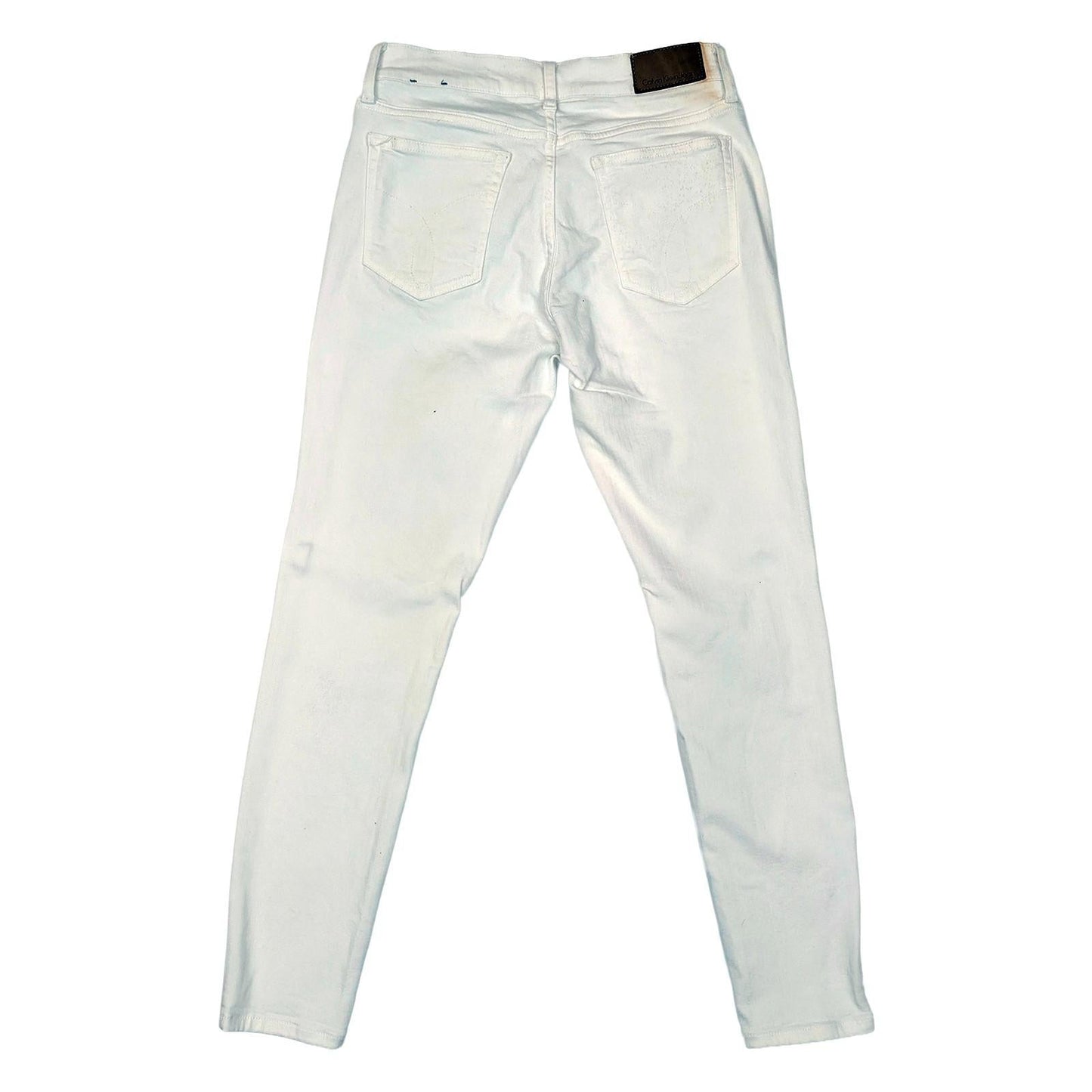 calvin klein jeans women size w26 l30 white skinny ankle mid rise trousers by Calvin Klein – | RewearableUK