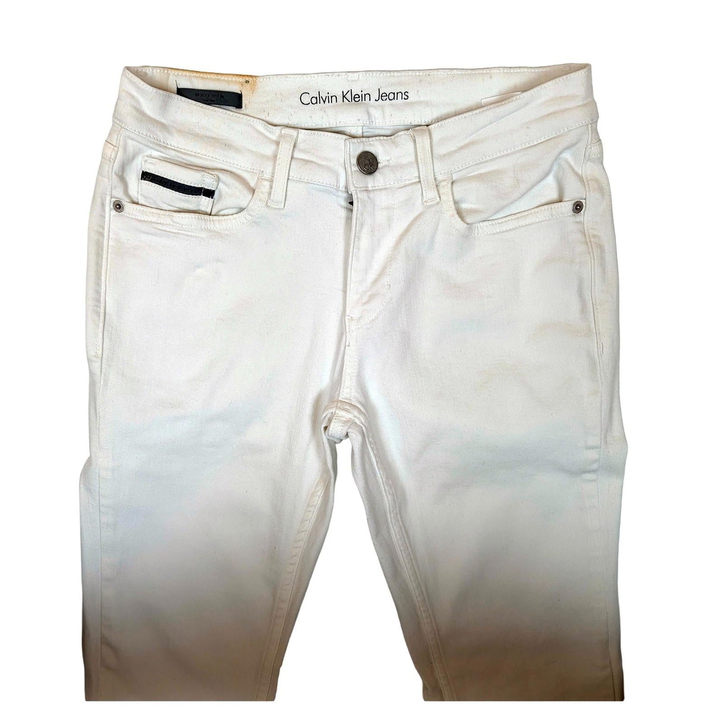 calvin klein jeans women size w26 l30 white skinny ankle mid rise trousers by Calvin Klein – | RewearableUK