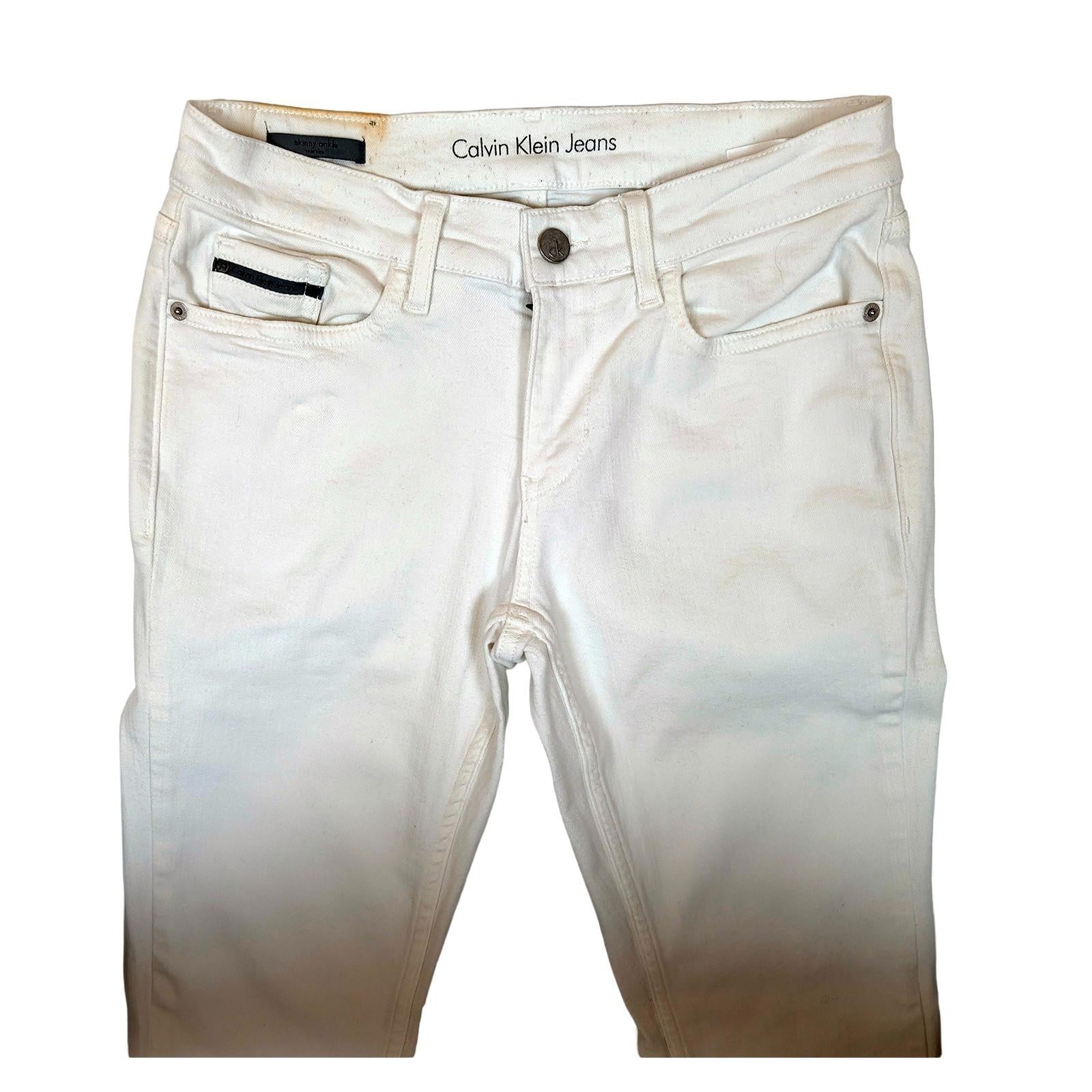 calvin klein jeans women size w26 l30 white skinny ankle mid rise trousers by Calvin Klein – | RewearableUK
