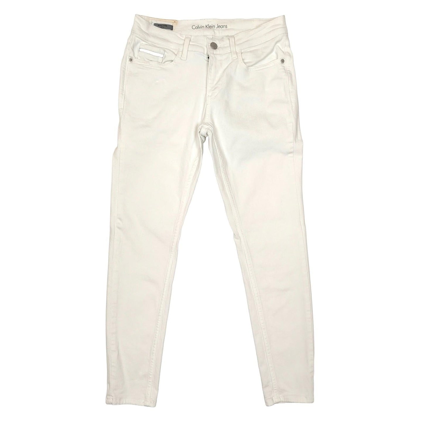calvin klein jeans women size w26 l30 white skinny ankle mid rise trousers by Calvin Klein – | RewearableUK