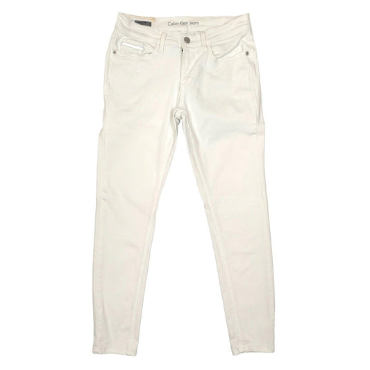 calvin klein jeans women size w26 l30 white skinny ankle mid rise trousers by Calvin Klein – | RewearableUK