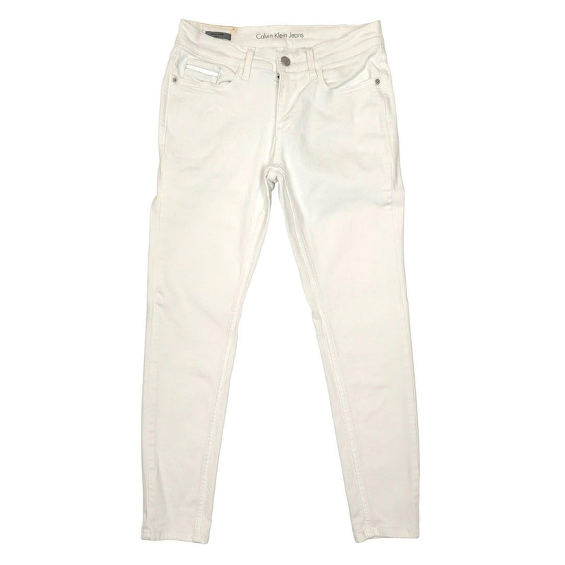 calvin klein jeans women size w26 l30 white skinny ankle mid rise trousers by Calvin Klein – | RewearableUK