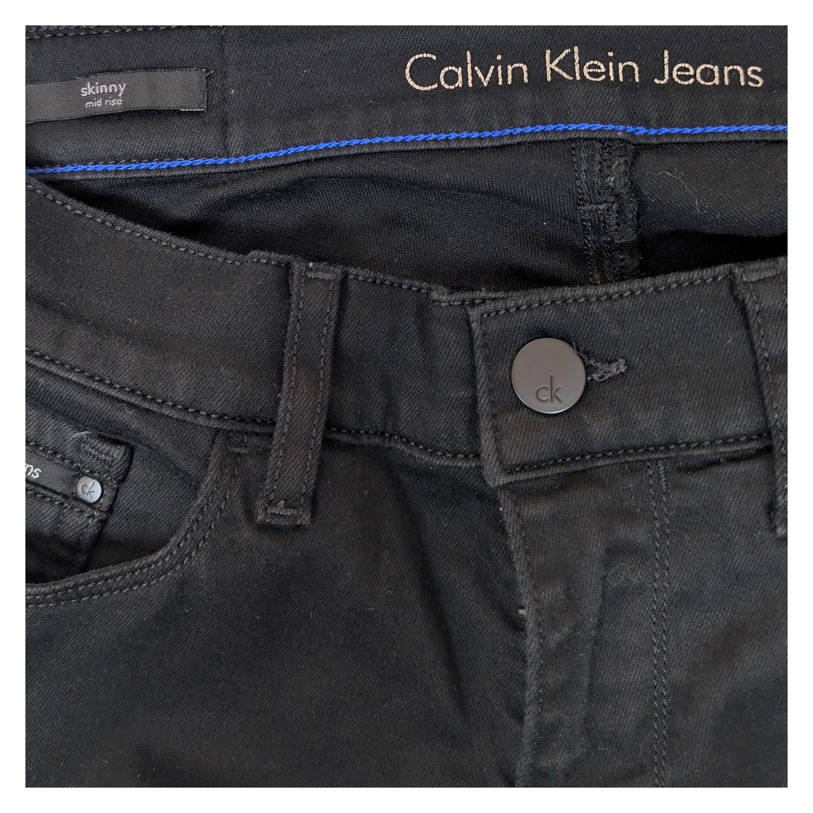 calvin klein jeans womens black stretch denim skinny mid rise w28 l30 by Calvin Klein – | RewearableUK