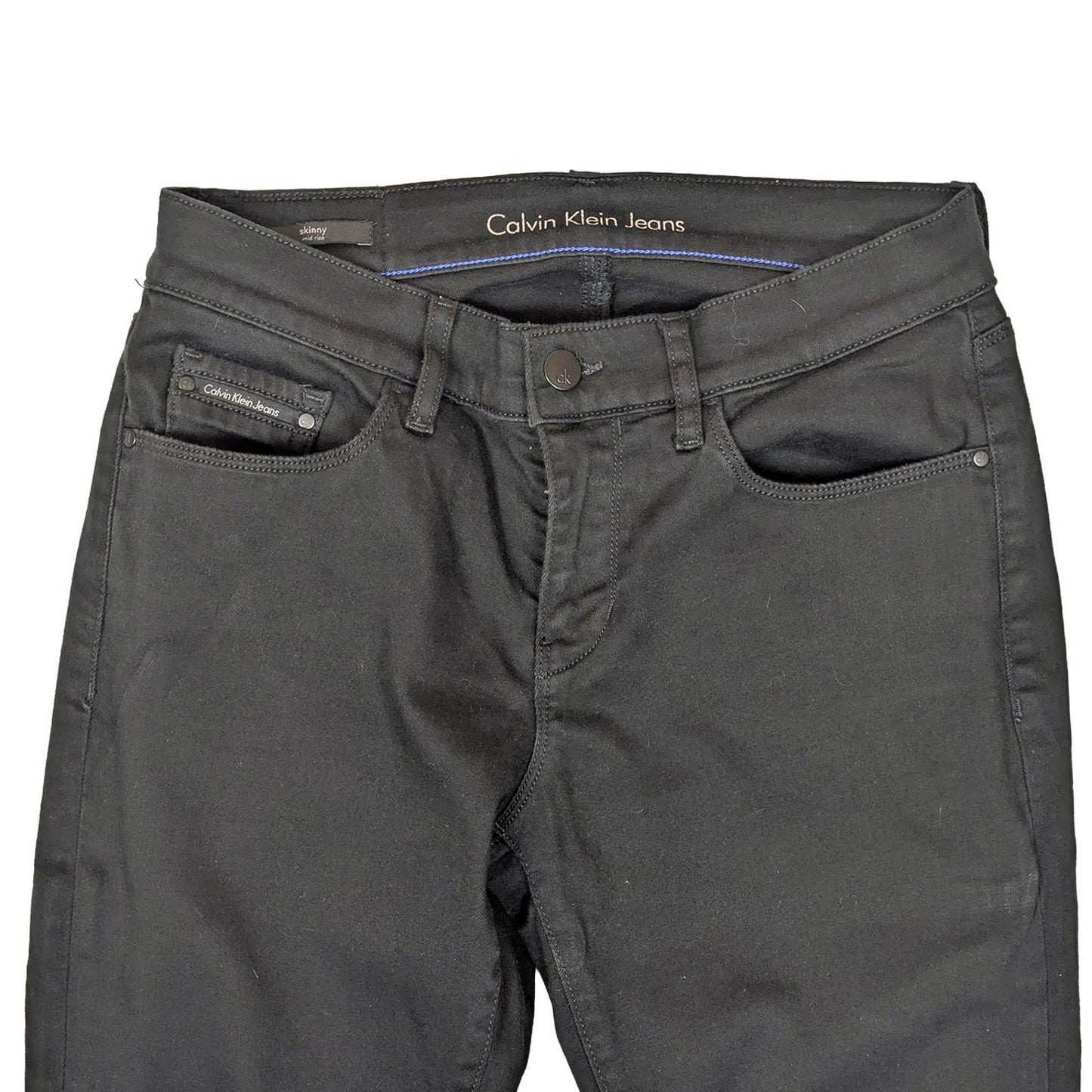 calvin klein jeans womens black stretch denim skinny mid rise w28 l30 by Calvin Klein – | RewearableUK