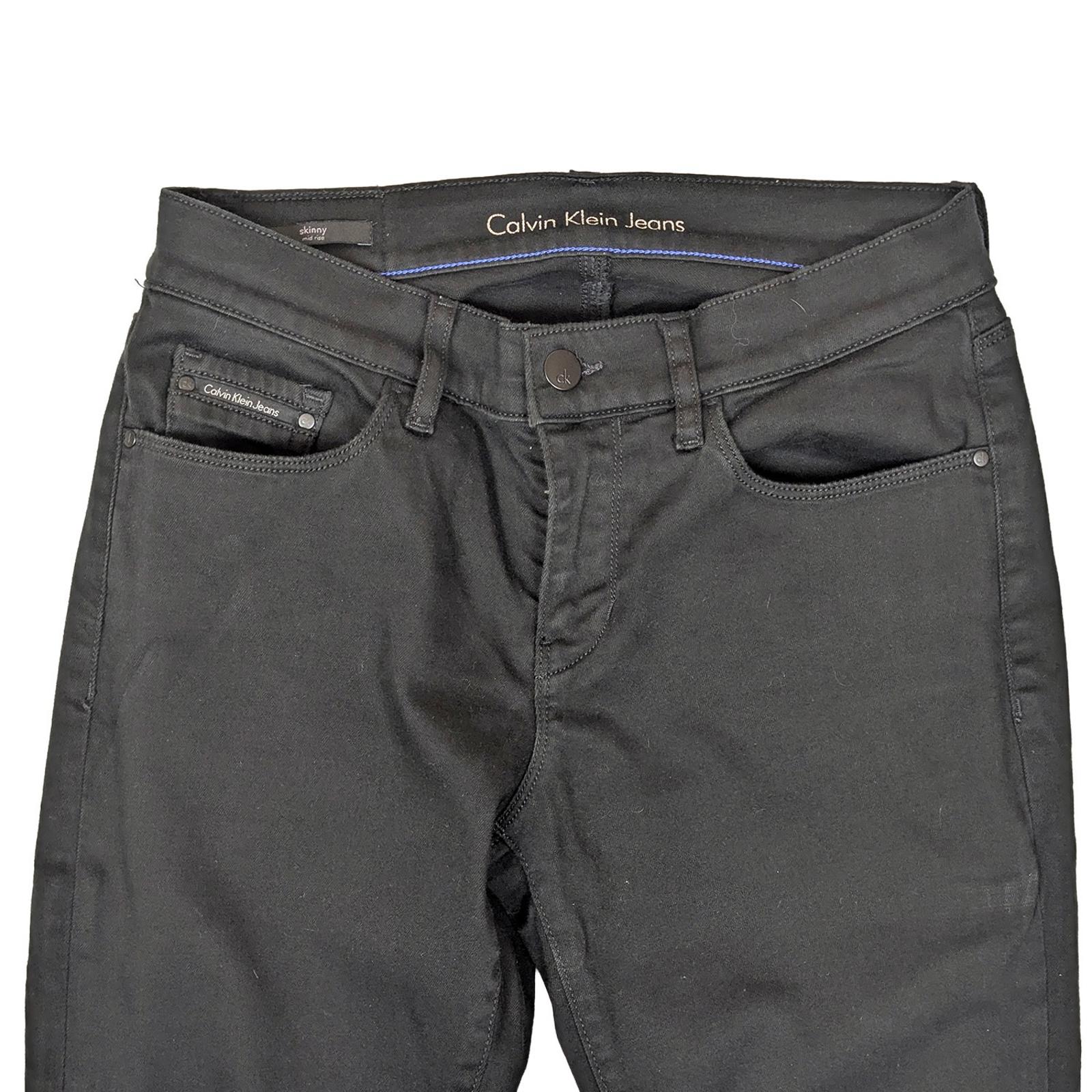 calvin klein jeans womens black stretch denim skinny mid rise w28 l30 by Calvin Klein – | RewearableUK