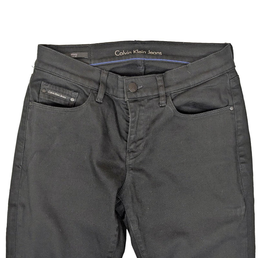 calvin klein jeans womens black stretch denim skinny mid rise w28 l30 by Calvin Klein – | RewearableUK