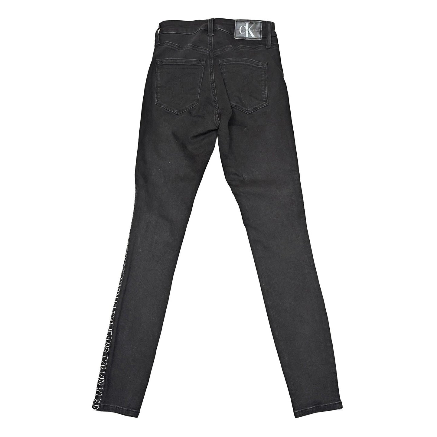 Calvin Klein Jeans Women's High Rise Skinny W25 L30 Black Side Logo Tape Stretch by Calvin Klein – | RewearableUK
