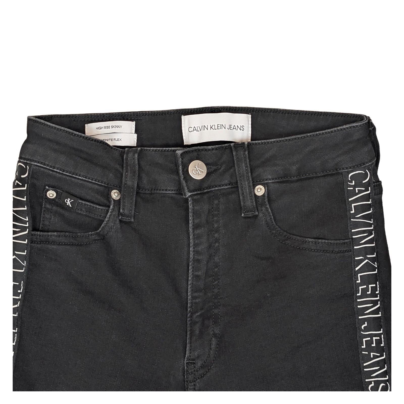 Calvin Klein Jeans Women's High Rise Skinny W25 L30 Black Side Logo Tape Stretch by Calvin Klein – | RewearableUK