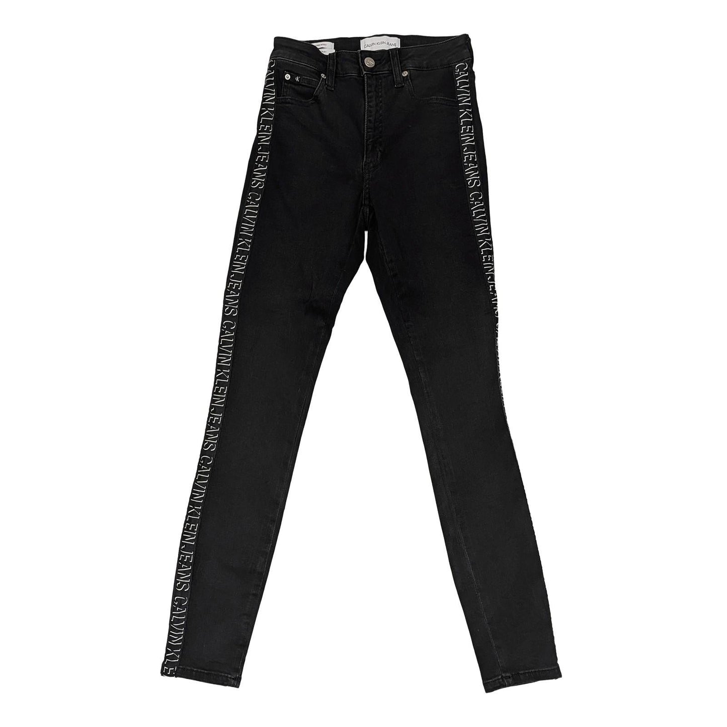 Calvin Klein Jeans Women's High Rise Skinny W25 L30 Black Side Logo Tape Stretch by Calvin Klein – | RewearableUK
