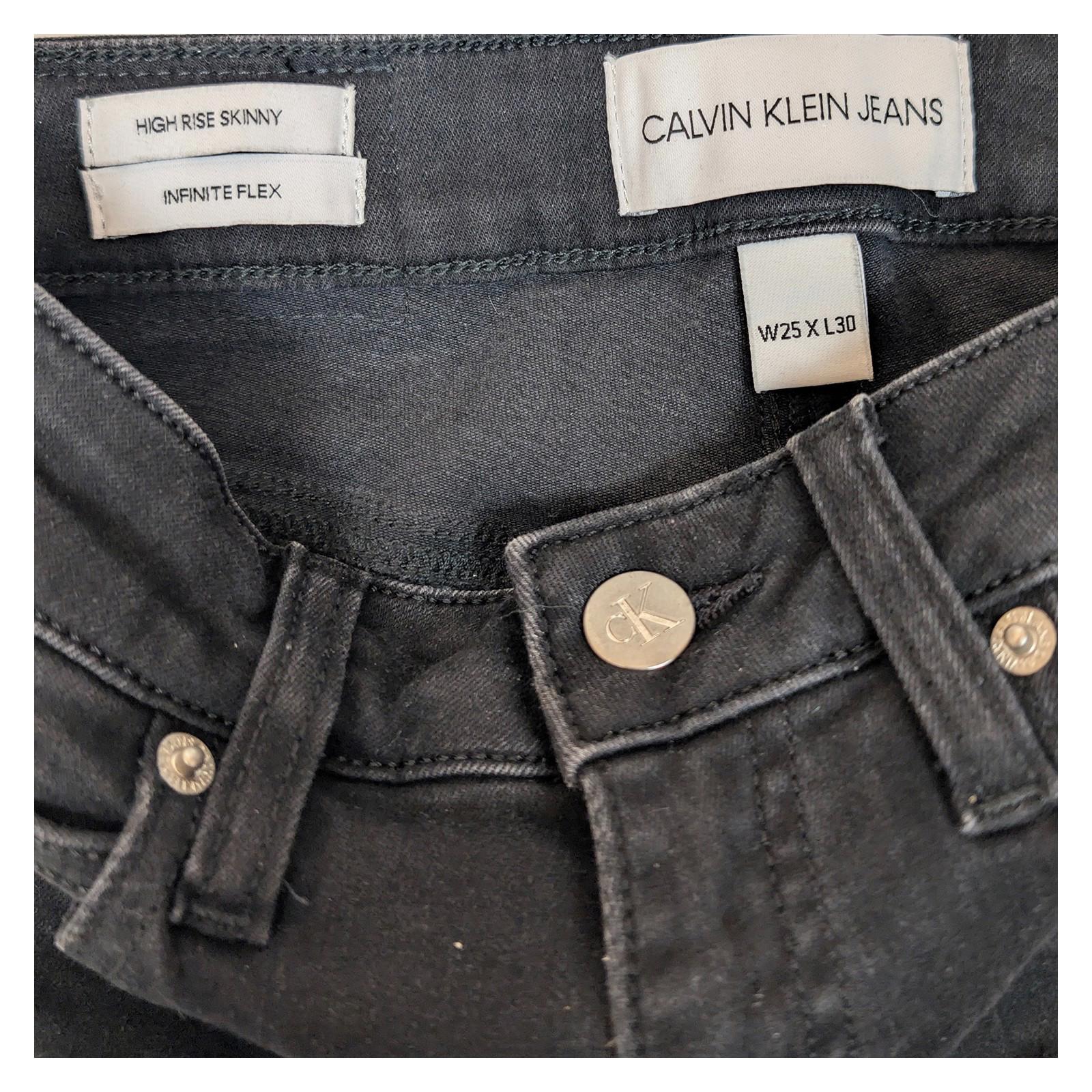 Calvin Klein Jeans Women's High Rise Skinny W25 L30 Black Side Logo Tape Stretch by Calvin Klein – | RewearableUK