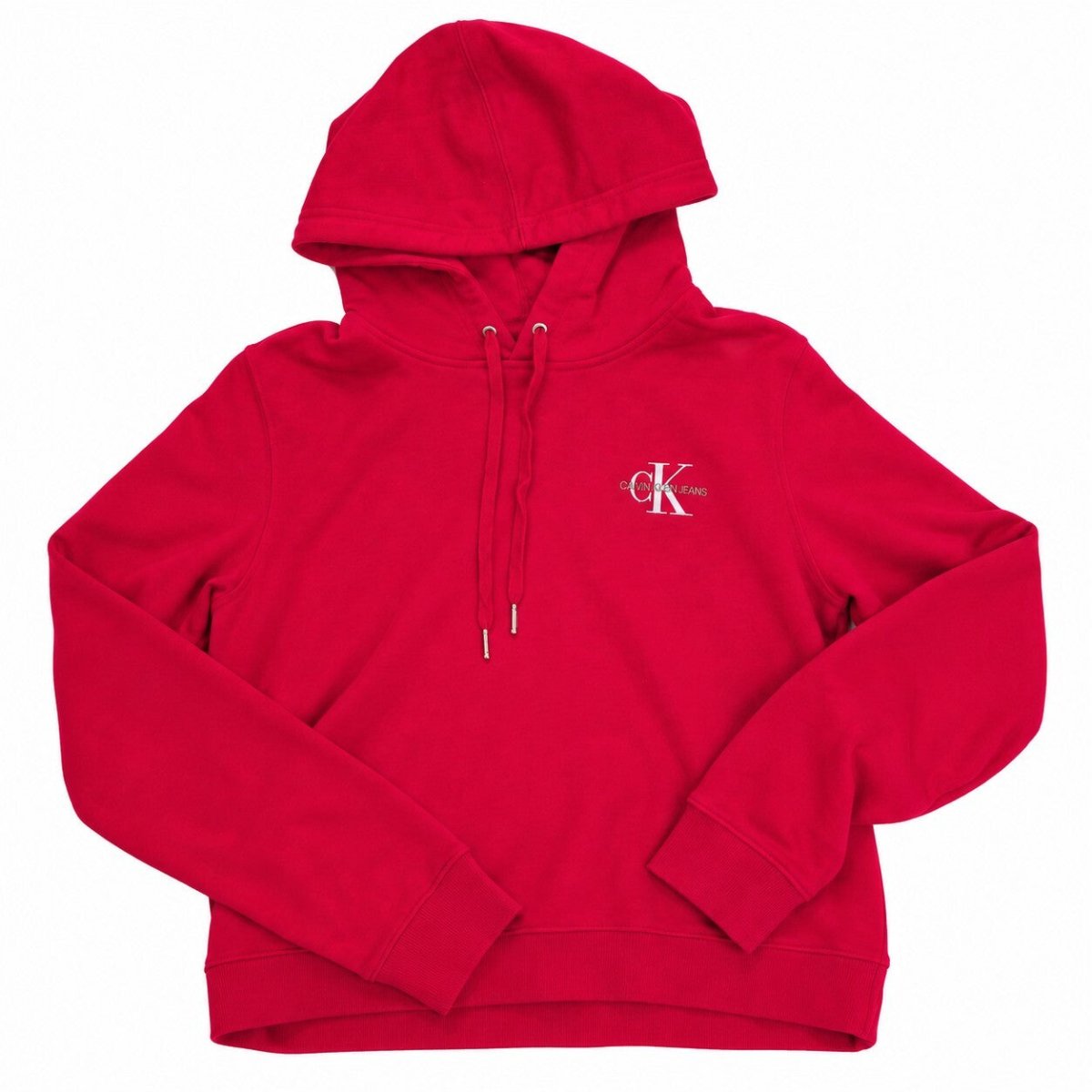 Calvin Klein Jeans Women's Hoodie Regular Size M Red Embroidered Logo 88% Cotton – product photo 1 | RewearableUK