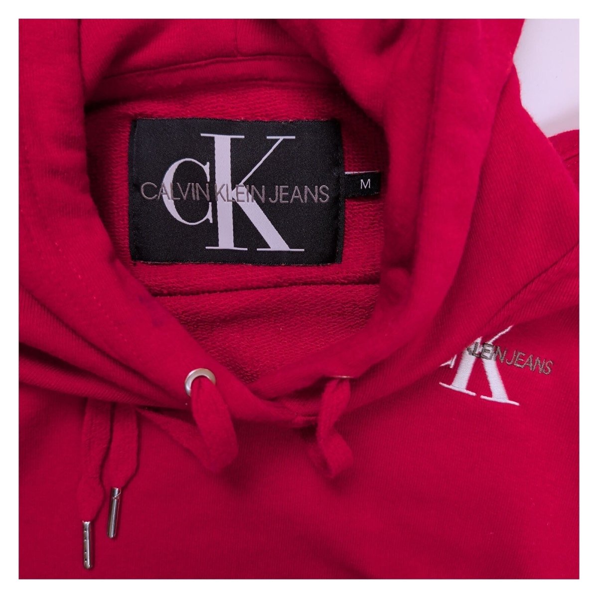 Calvin Klein Jeans Women's Hoodie Regular Size M Red Embroidered Logo 88% Cotton – product photo 7 | RewearableUK