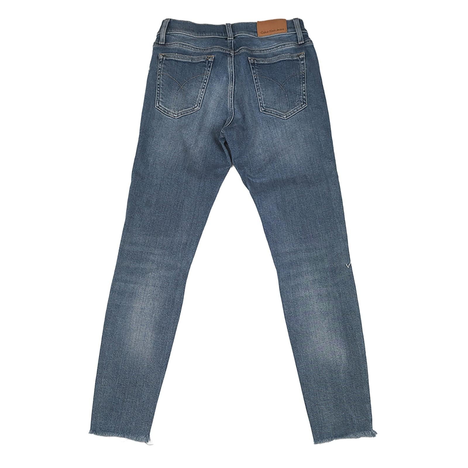 Calvin Klein Jeans Women's Thermal Skinny Ankle W26 L30 Blue Ripped Distressed by Calvin Klein – | RewearableUK