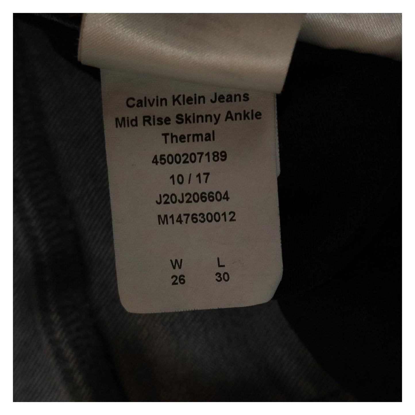 Calvin Klein Jeans Women's Thermal Skinny Ankle W26 L30 Blue Ripped Distressed by Calvin Klein – | RewearableUK