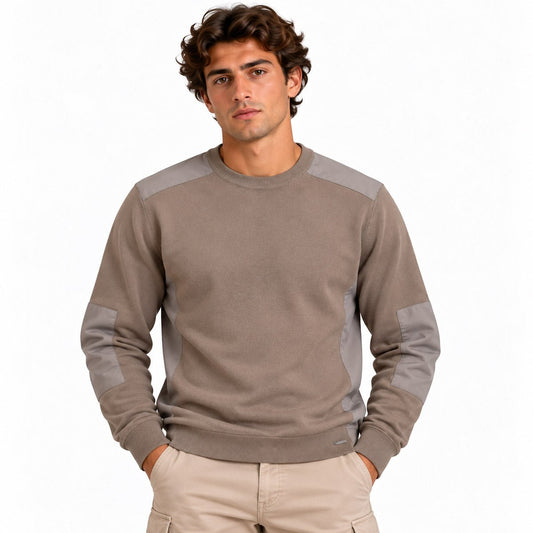 Calvin Klein Men's Brown Panel Jumper L Neck Holes – Jumper product photo 1 | RewearableUK