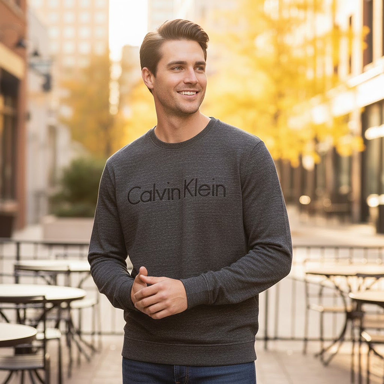 Calvin Klein Men's Sweater in Grey | Size L by Calvin Klein – Sweater & Hoodie | RewearableUK