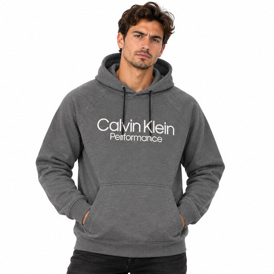Calvin Klein Performance Grey Marl Unisex Hoodie M Cotton Kangaroo Pocket – Hoodie product photo 1 | RewearableUK