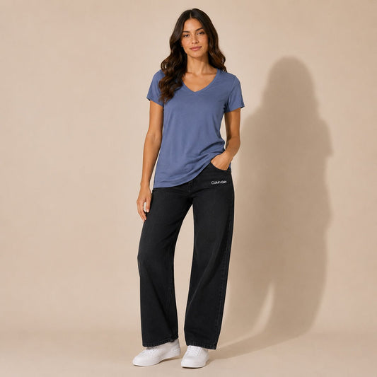 Calvin Klein Sleepwear Top Size M Blue V-Neck Lounge T-Shirt – Top product photo 1 | RewearableUK