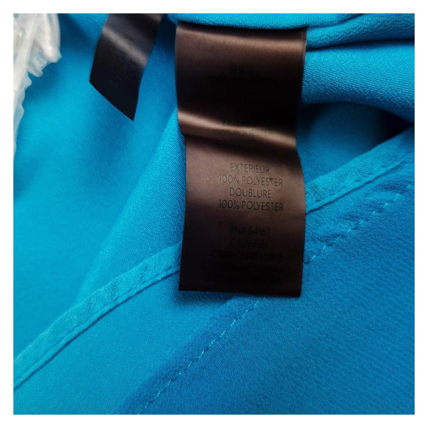 Calvin Klein Teal Blue Blouse Top Size L Large Ruched Sleeve V - Neck Office Wear by Calvin Klein – blouse | RewearableUK